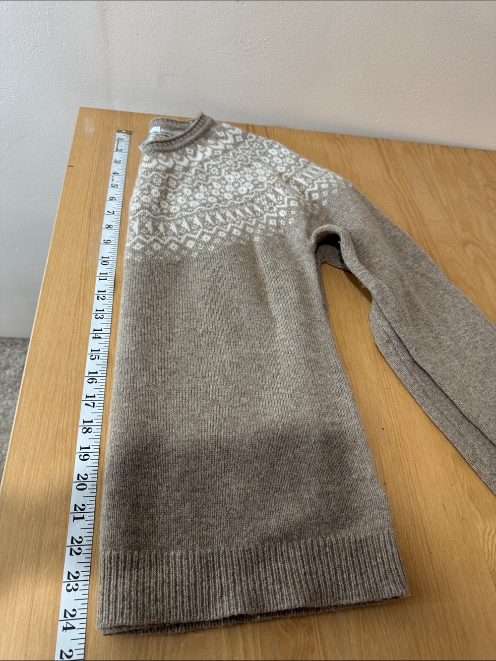 Tabitha Webb Womens Lambs Wool Blend Sweater Cream Fair Isle Yoke L Classic - Picture 7 of 7